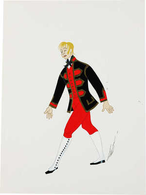 Эрте (Тыртов Роман Петрович). Эскиз костюма Лакея Барона. Опера «Кавалер Розы» Р. Штрауса